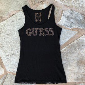 Guess Black Rhinestone Bling Studded Tank Top M